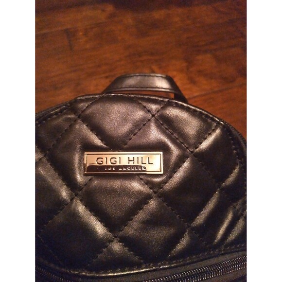 Gigi Hill Mini Backpack Quilted Black Faux Leather‎ Small Purse Bag - Picture 2 of 6
